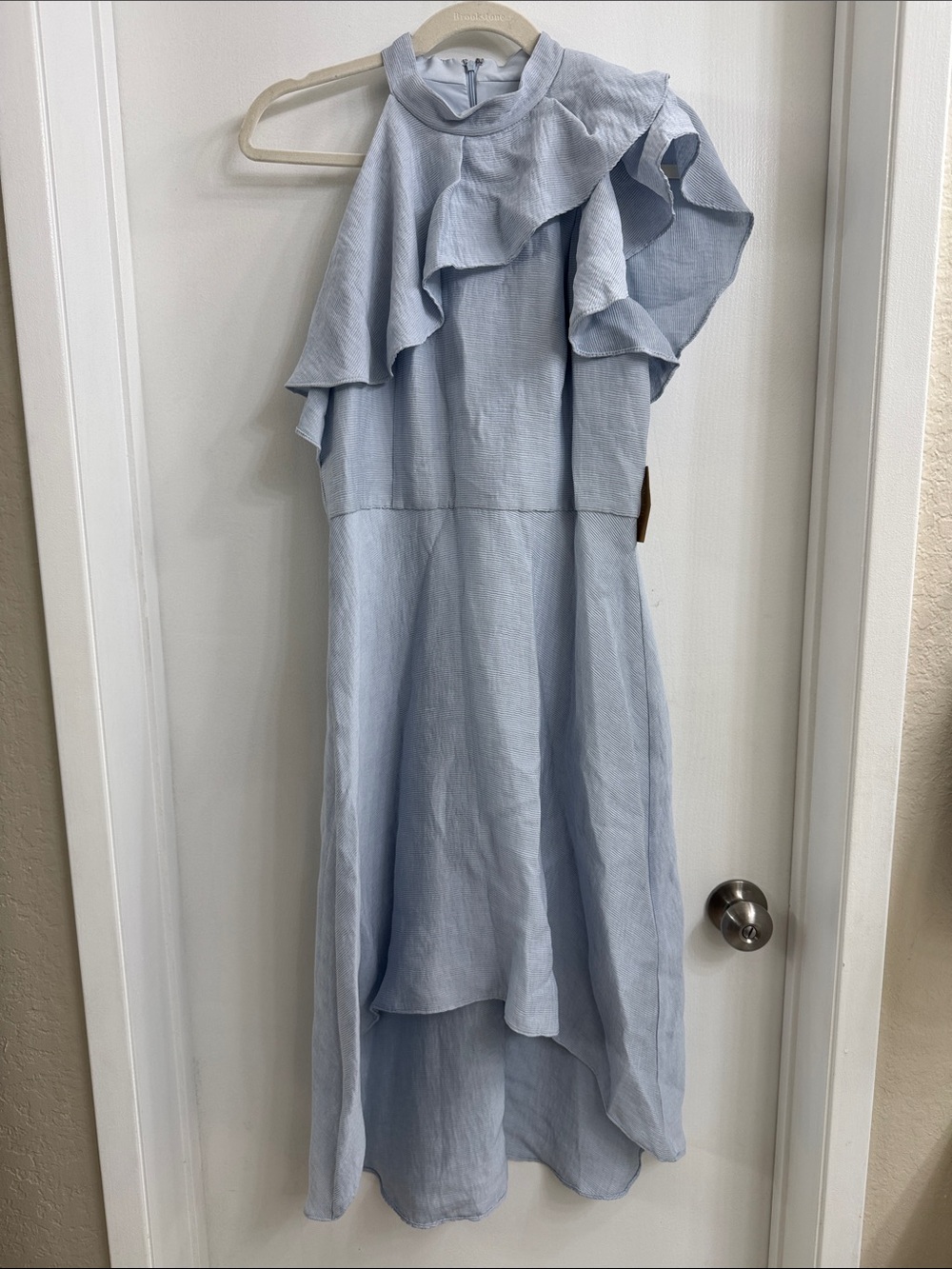 RACHEL Rachel Roy Light Blue One-Shoulder Ruffle High-Low Dress